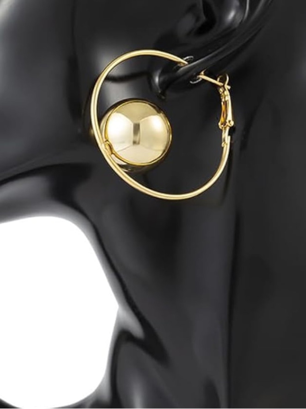 Anthropologie Sculpted Gold Orb Hoop Earrings - Picture 2 of 7